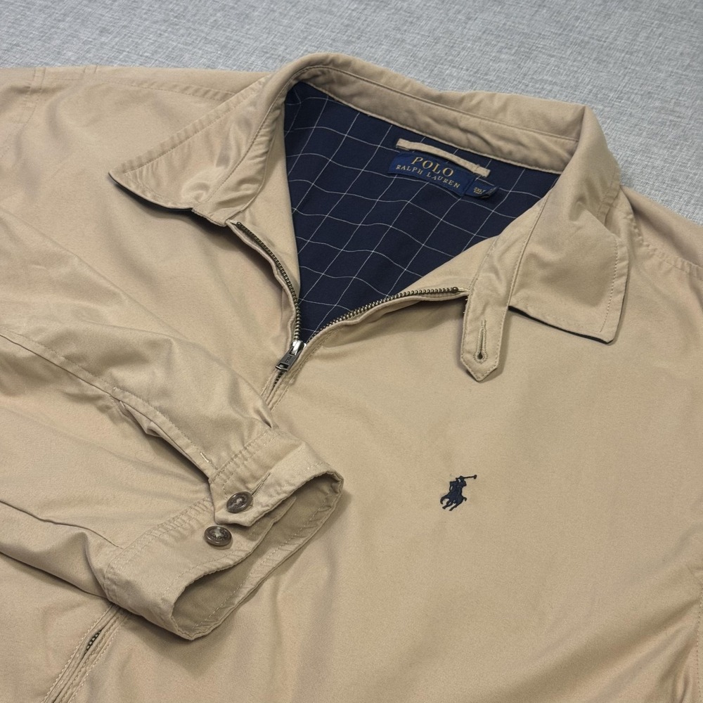 Polo Ralph Lauren Harrington Bomber Jacket Mens 3XLT Beige Plaid Lined Full Zip